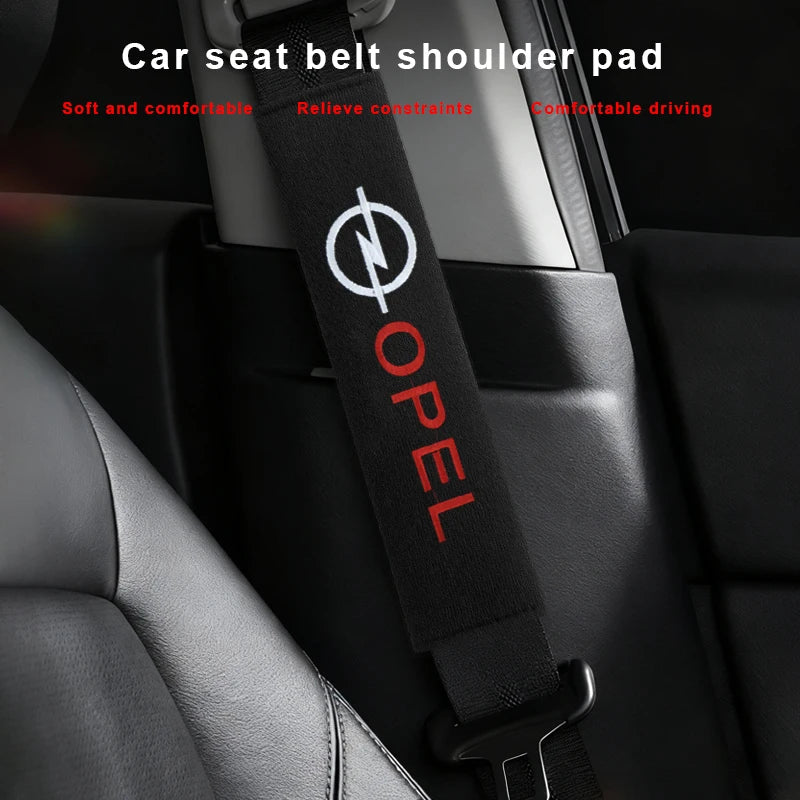 Opel Car Seat Belt Shoulder Pad Covers (2PCS); Soft Plush Safety Belt Cushion Protector
