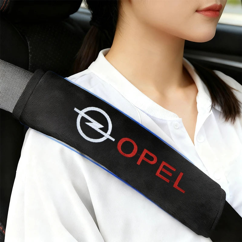 Opel Car Seat Belt Shoulder Pad Covers (2PCS); Soft Plush Safety Belt Cushion Protector