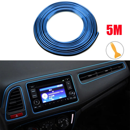 5M Car Interior Decoration Trim Strip; Flexible Dashboard Door Styling Molding