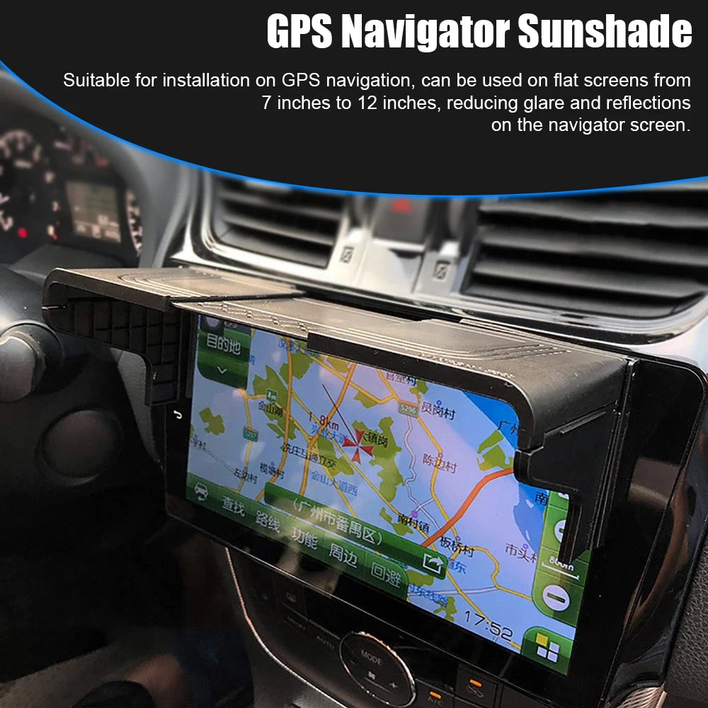 Car GPS Navigation Sun Shade Visor – Anti-Glare Screen Shield for 7–12 Inch Displays