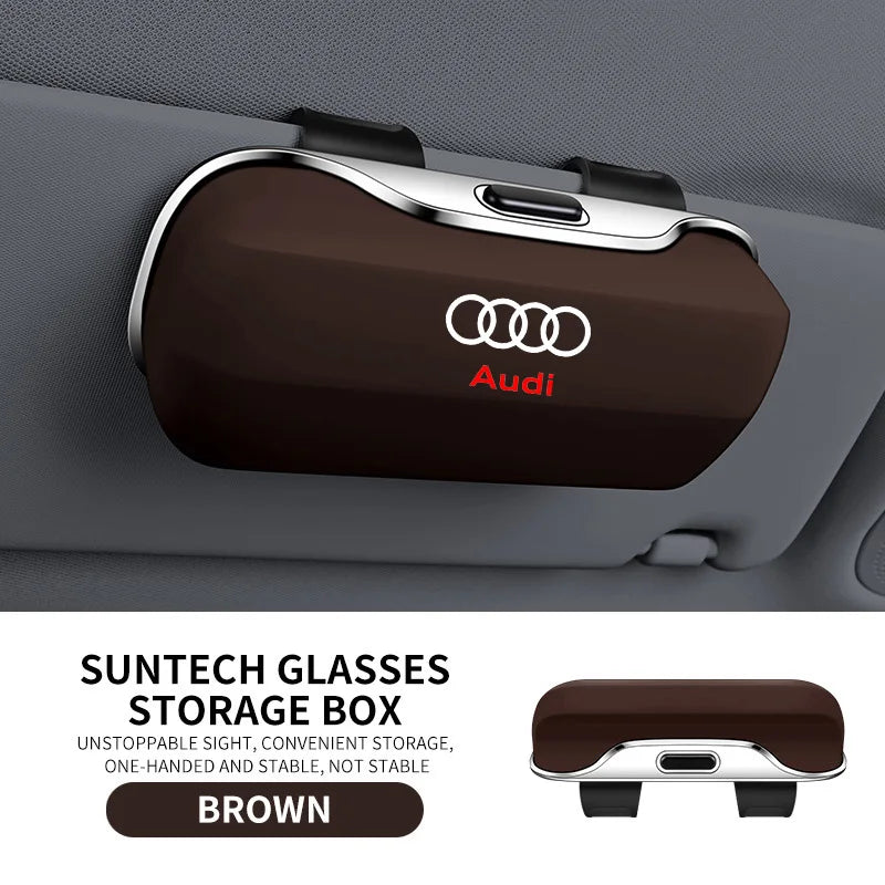 Audi Visor Clip Sunglasses Case; Luxury Car Interior Accessory